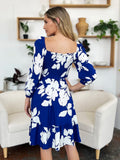 Double Take Full Size Floral Ruffle Hem Smocked Dress with Pockets 