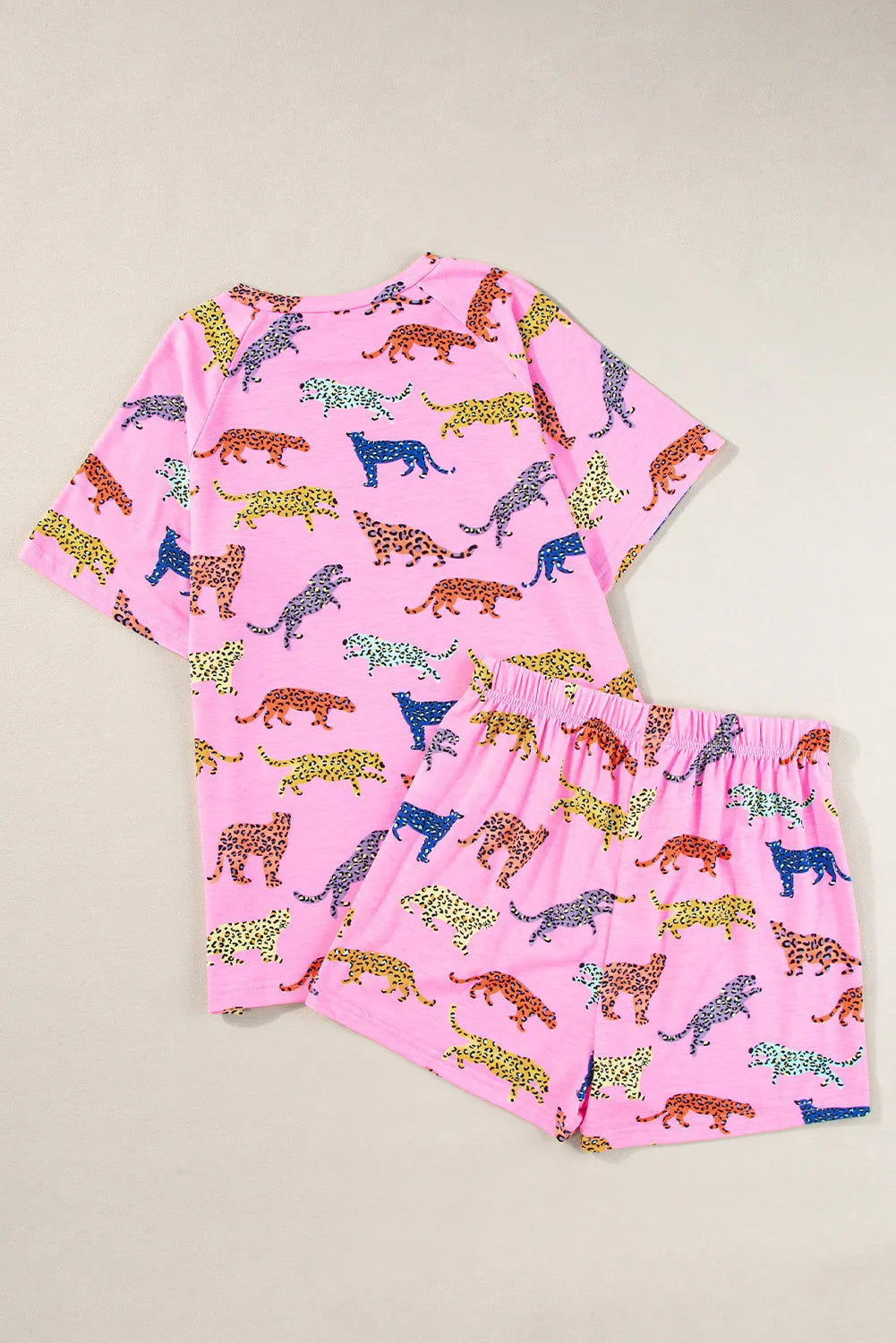 Animal Round Neck Top and Shorts Lounge Set Lingerie & Nightwear