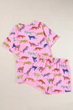 Animal Round Neck Top and Shorts Lounge Set Lingerie & Nightwear