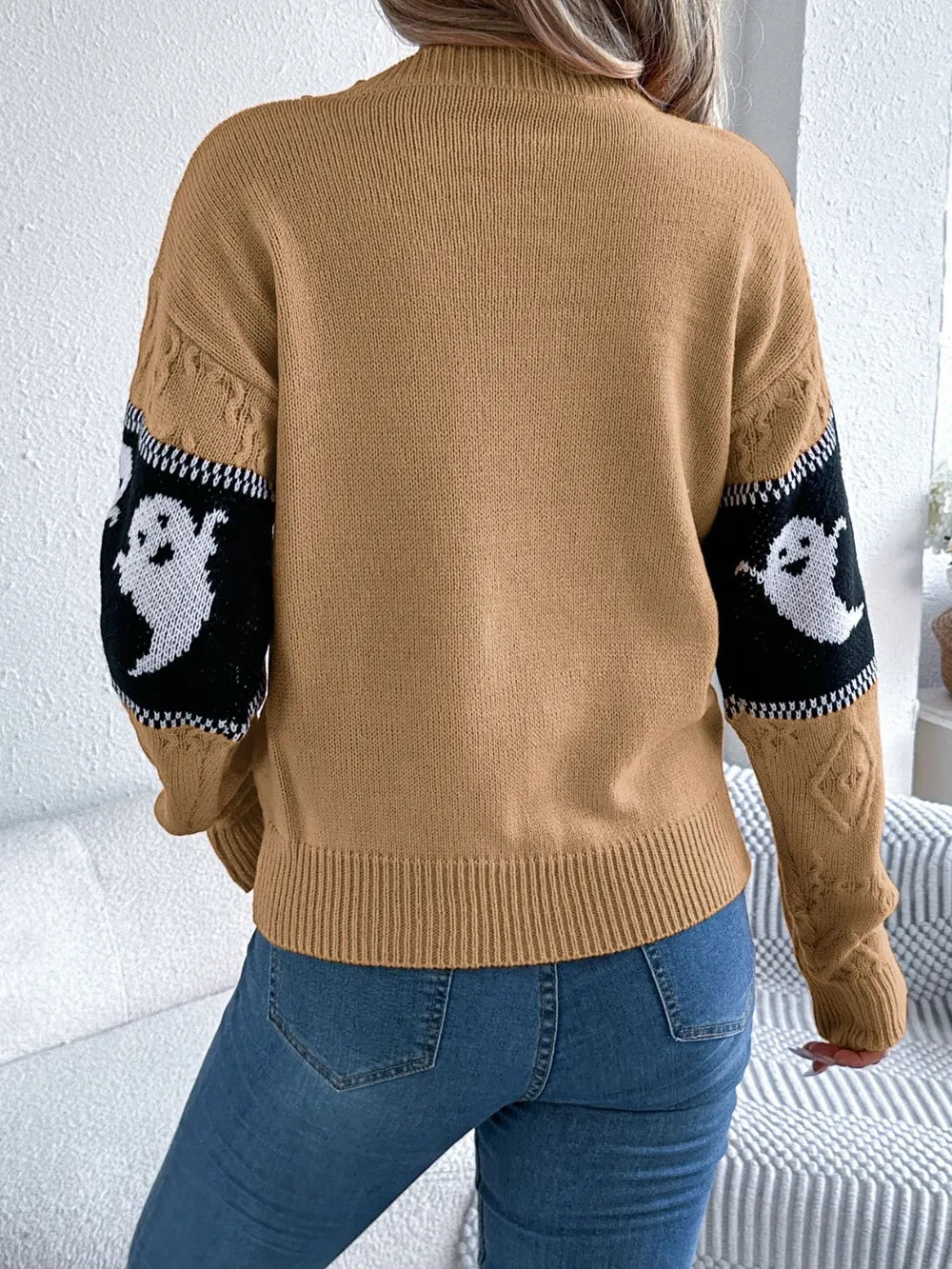 Ghost Round Neck Long Sleeve Sweater 