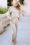 Round Neck Dropped Shoulder Top and Pants Lounge Set Lingerie & Nightwear