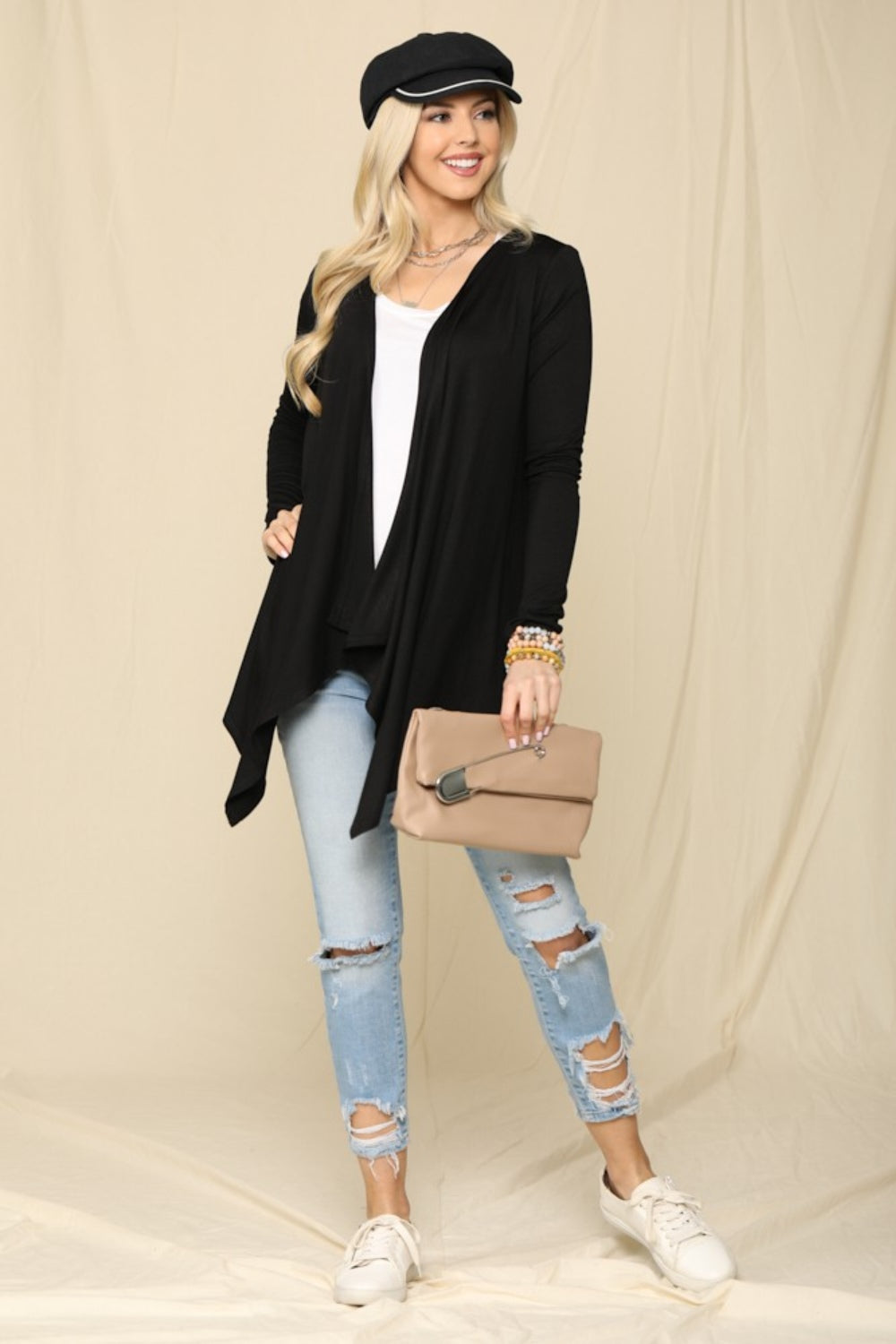 Celeste Full Size Open Front Knit Cardigan 