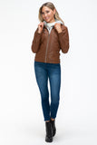 YMI Removable Faux Layered Multi-Pocket Jacket with Fuzzy Hood 