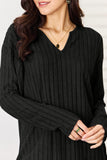 Basic Bae Full Size Notched Long Sleeve Top and Pants Set 
