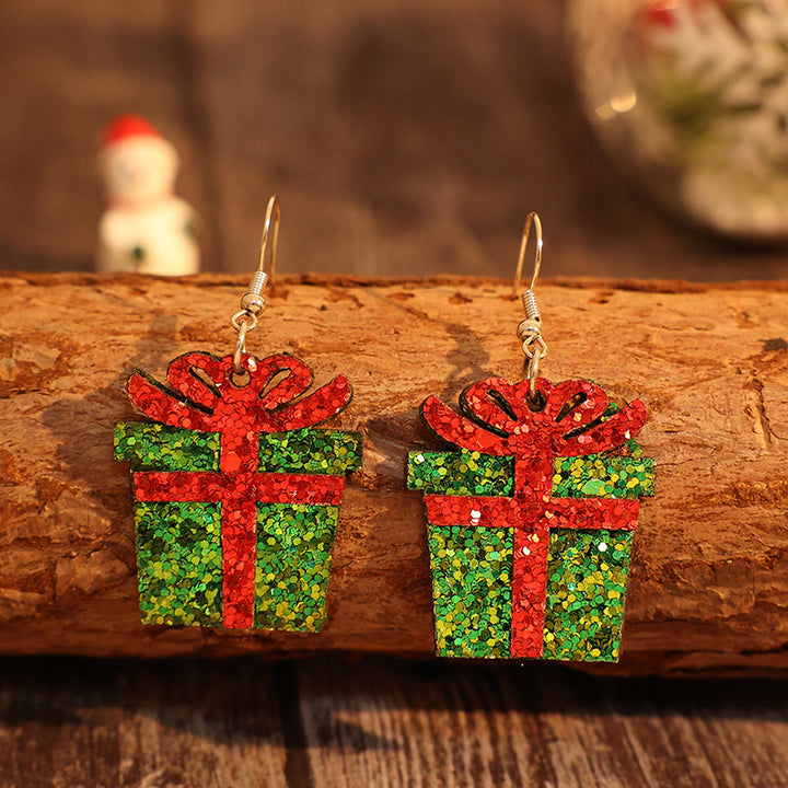 Sequin Gift Box PU Leather Earrings 