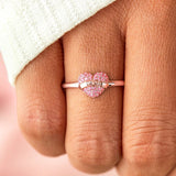 MOM Heart Shape 925 Sterling Silver Engraved Ring 