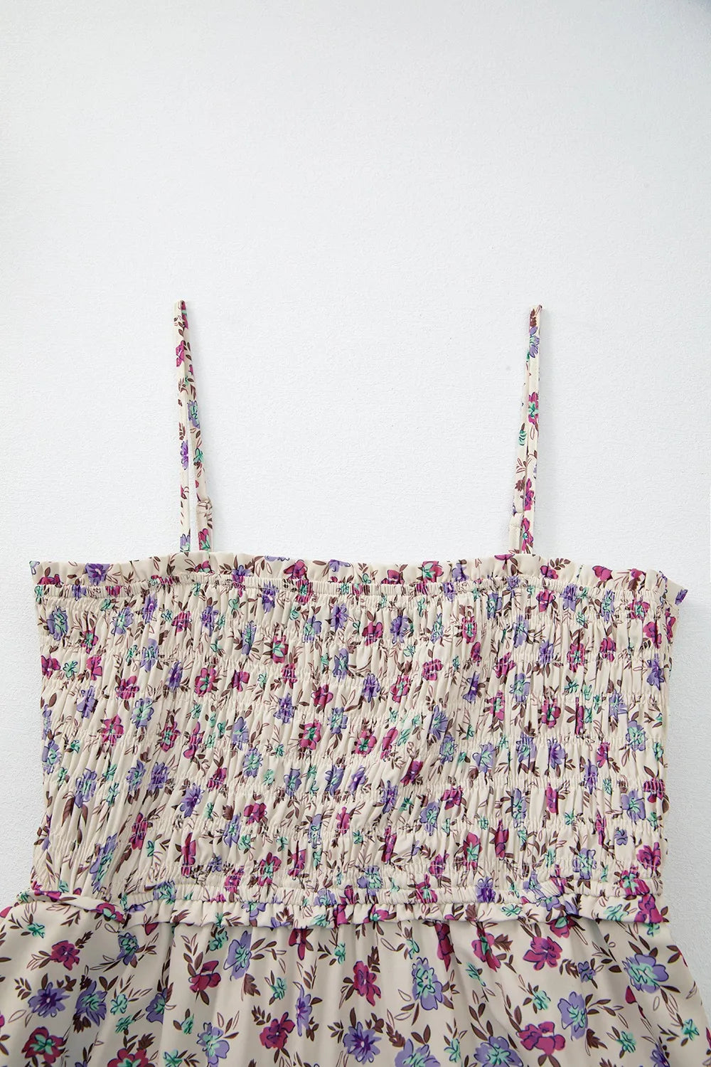 Multicolour Bohemian Ditsy Floral Smocked Fit Flare Sundress 