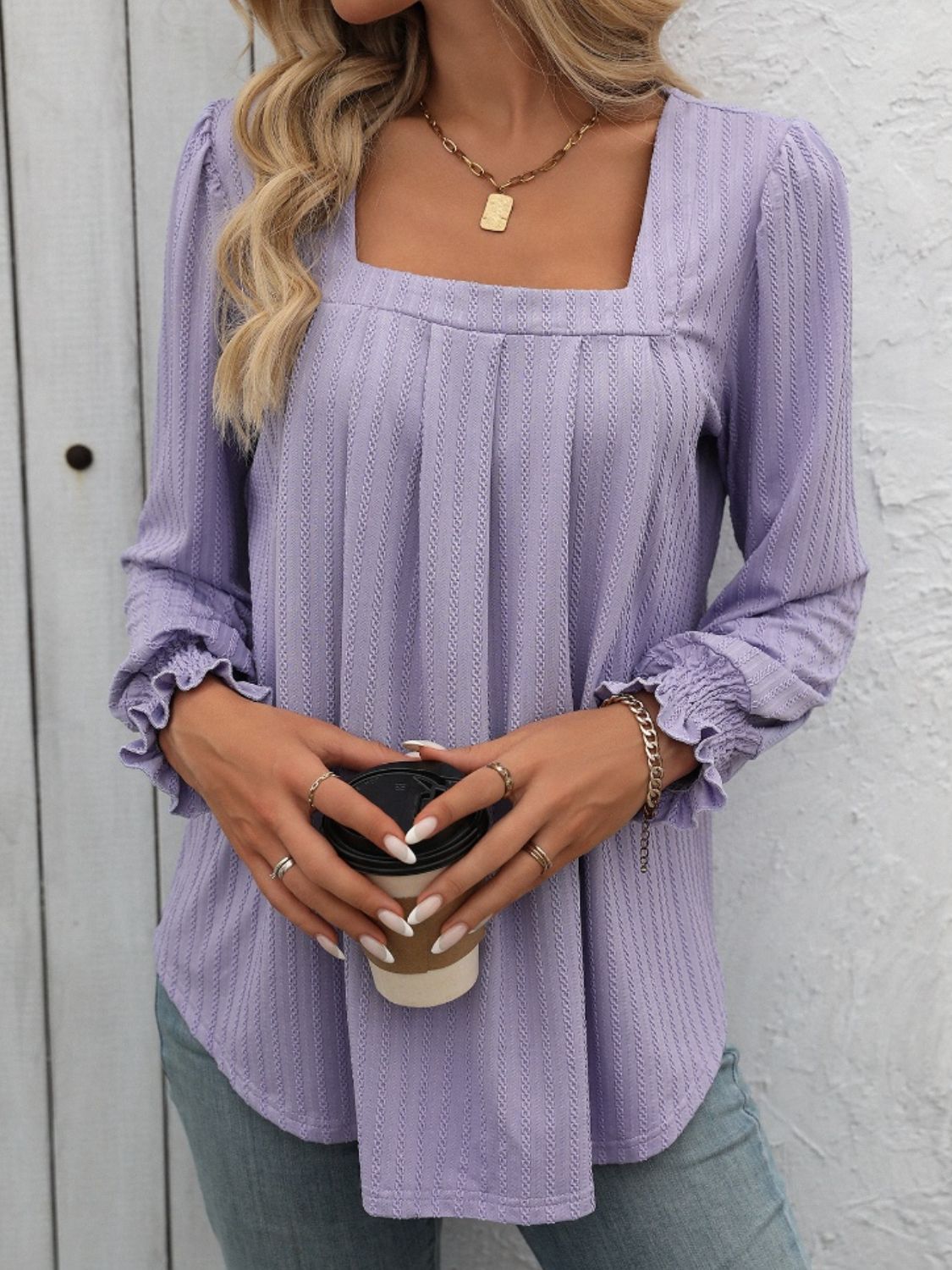 Mandy Square Neck Long Sleeve Top 