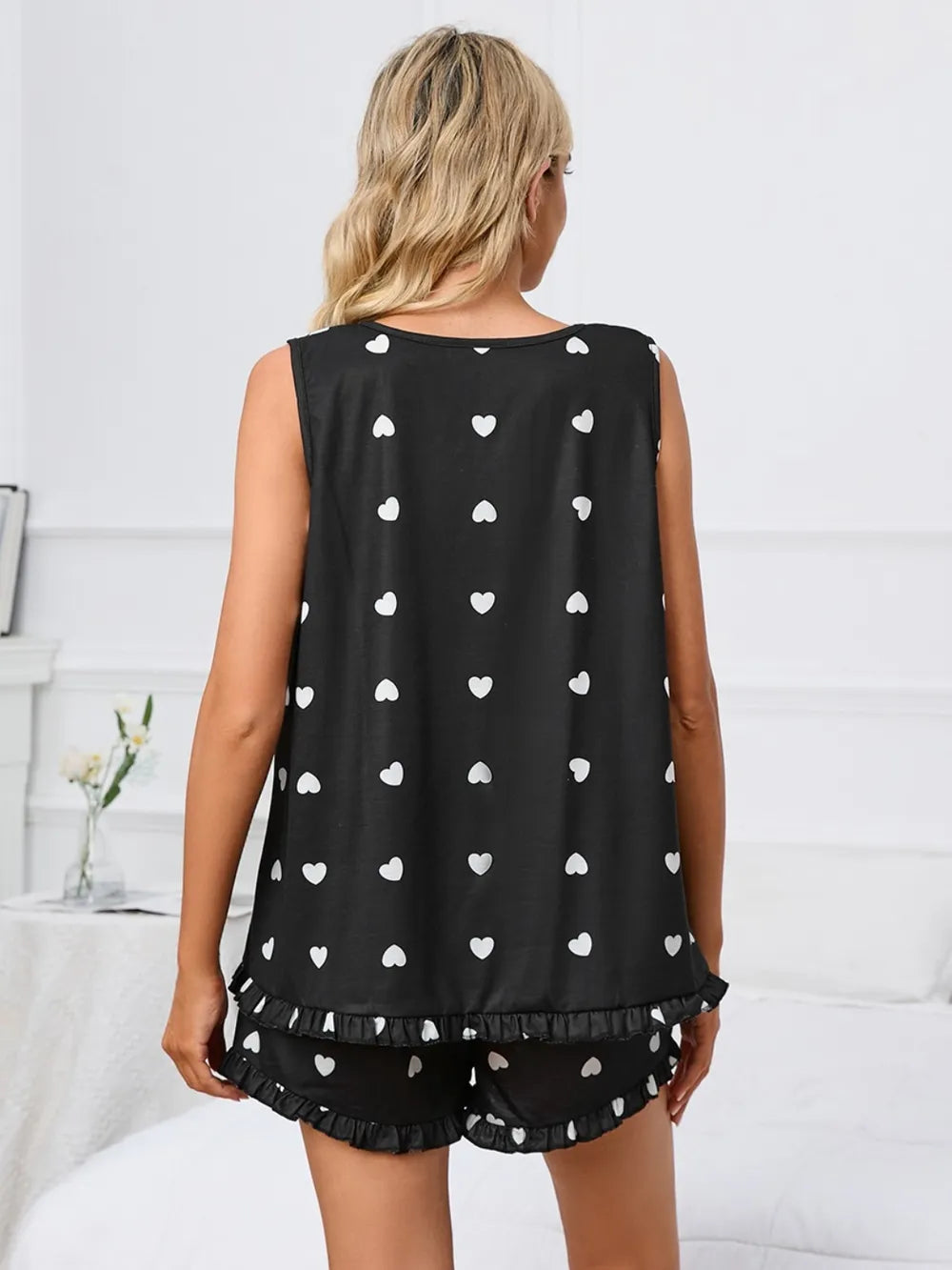 Heart Scoop Neck Tank and Shorts Lounge Set Lingerie & Nightwear