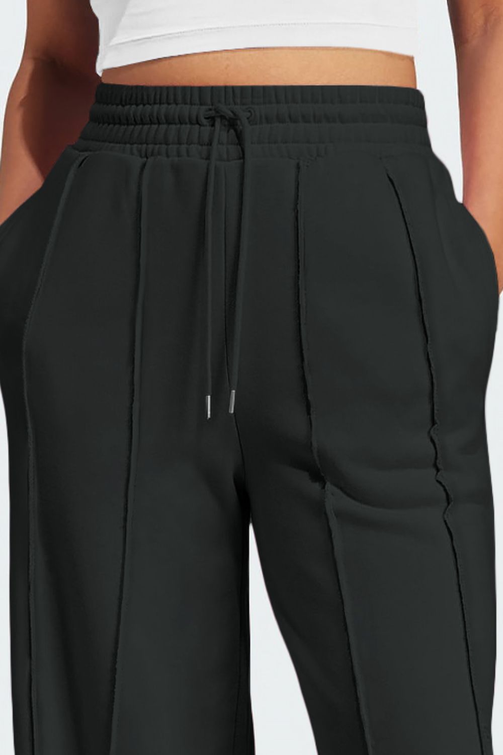 Drawstring Wide Leg Active Pants 