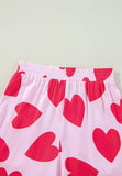 Heart Collared Neck Short Sleeve Top and Pants Lounge Set Lingerie & Nightwear