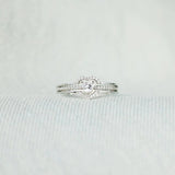 925 Sterling Silver Inlaid Zircon Heart Ring 