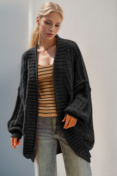 Double Take Full Size Open Front Long Sleeve Cardigan 