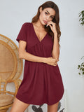 V-Neck Short Sleeve Lounge Dress 