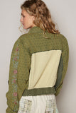POL Embroidered Sleeve Raw Edge Quilted Jacket 