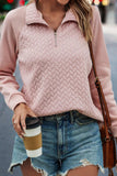 Textured Quarter Zip Long Sleeve Sweatshirt 