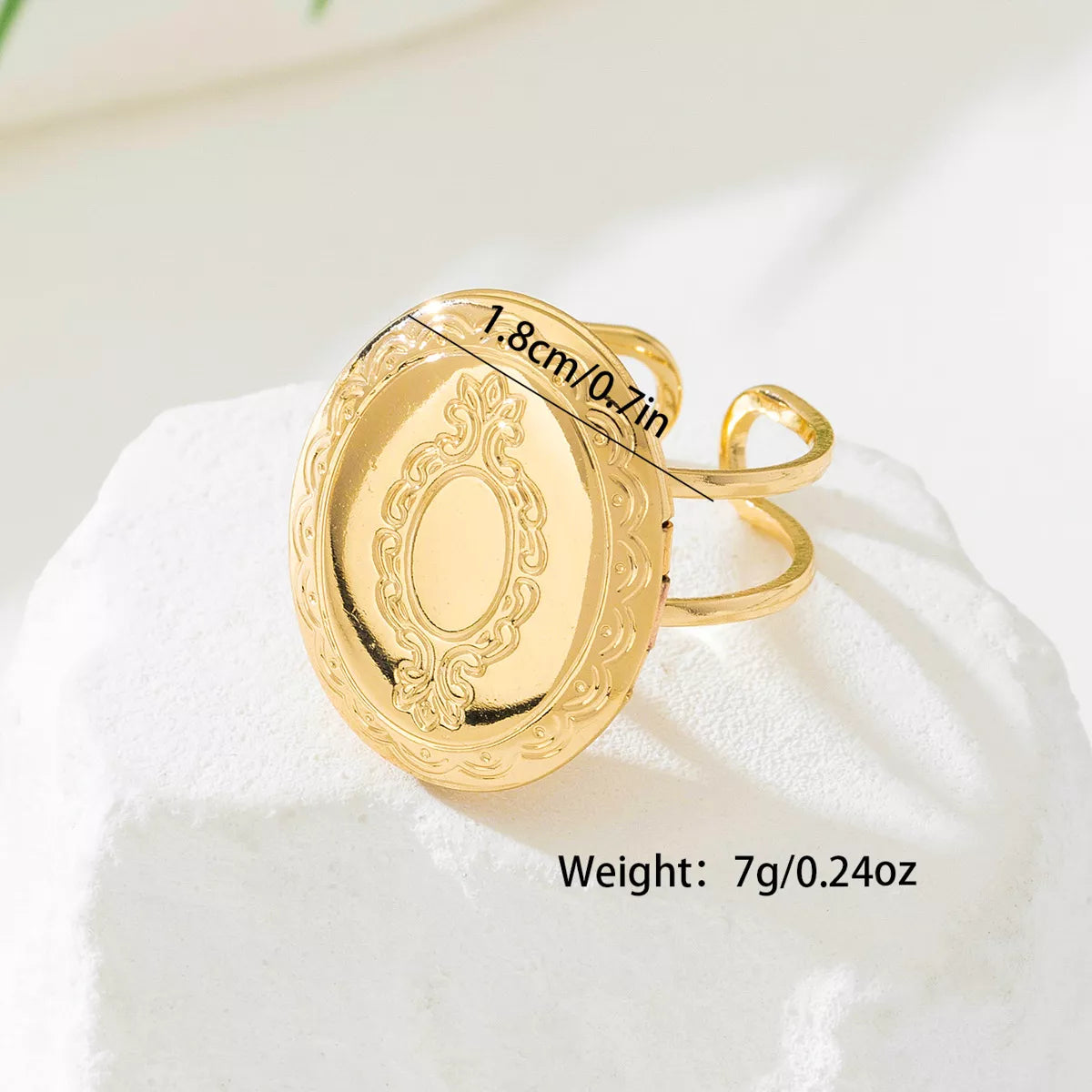 18K Gold-Plated Open Engraved Ring 