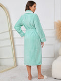 Contrast Trim Tie Waist Lounge Nightgown with Pockets Lingerie & Nightwear