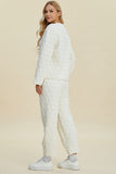Double Take Full Size Texture Round Neck Long Sleeve Top and Pants Set 