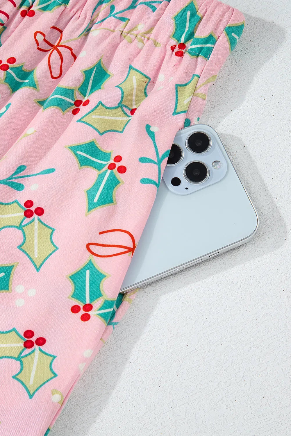 Printed Collared Neck Long Sleeve Top and Pants Lounge Set Lingerie & Nightwear