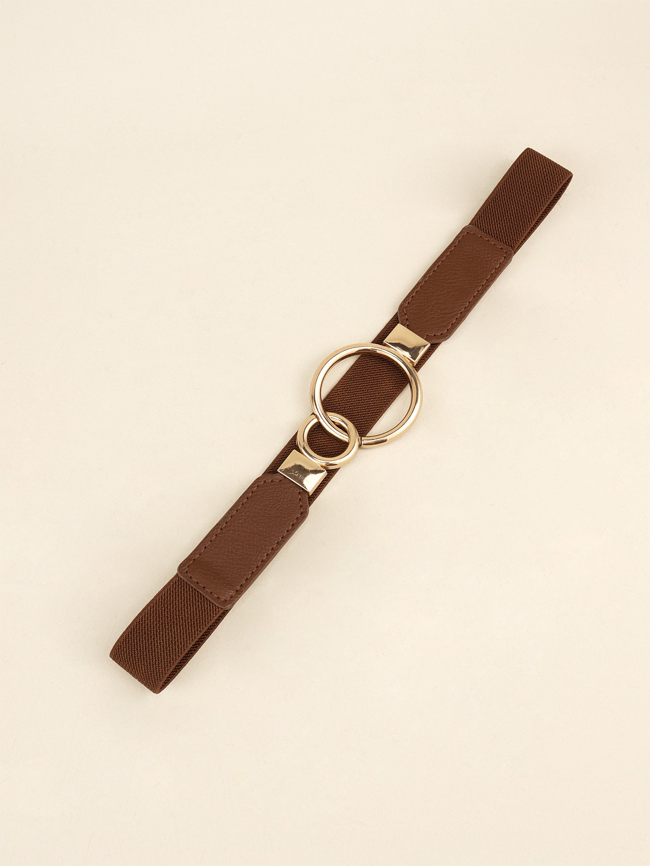Double Ring Buckle Elastic PU Belt 