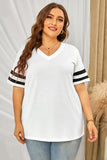 Plus Size Striped V-Neck Tee Shirt 