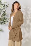 Basic Bae Full Size Ribbed Open Front Cardigan with Pockets 