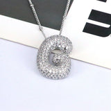 Copper Inlaid Zircon Letter Pendant Necklace 