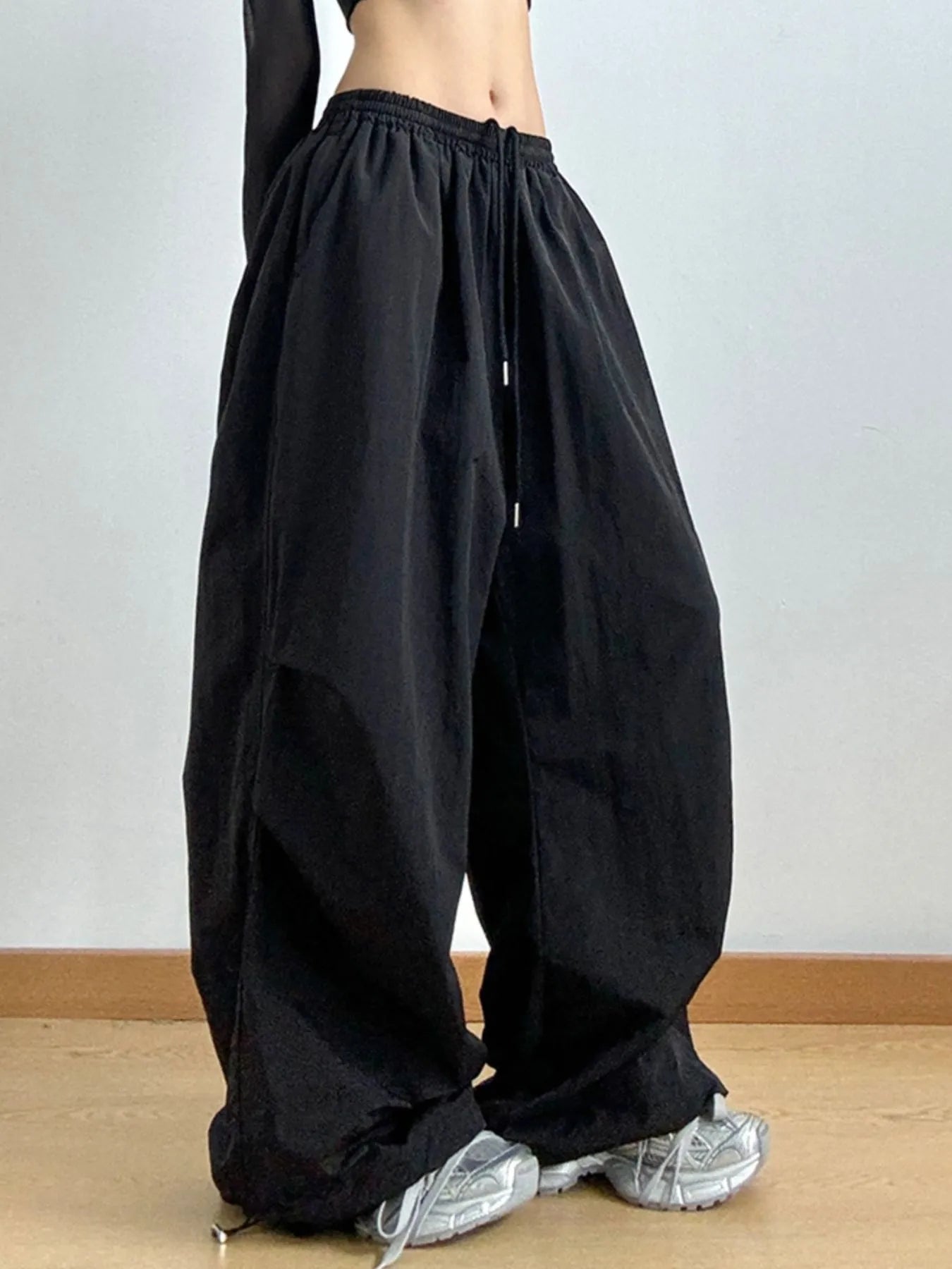Drawstring Wide Leg Cargo Pants 