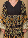 Plus Size Floral V-Neck Balloon Sleeve Midi Dress 