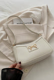 Bow Trim PU Leather Shoulder Bag 