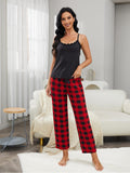 Lace Trim Cami and Plaid Pants Lounge Set Lingerie & Nightwear