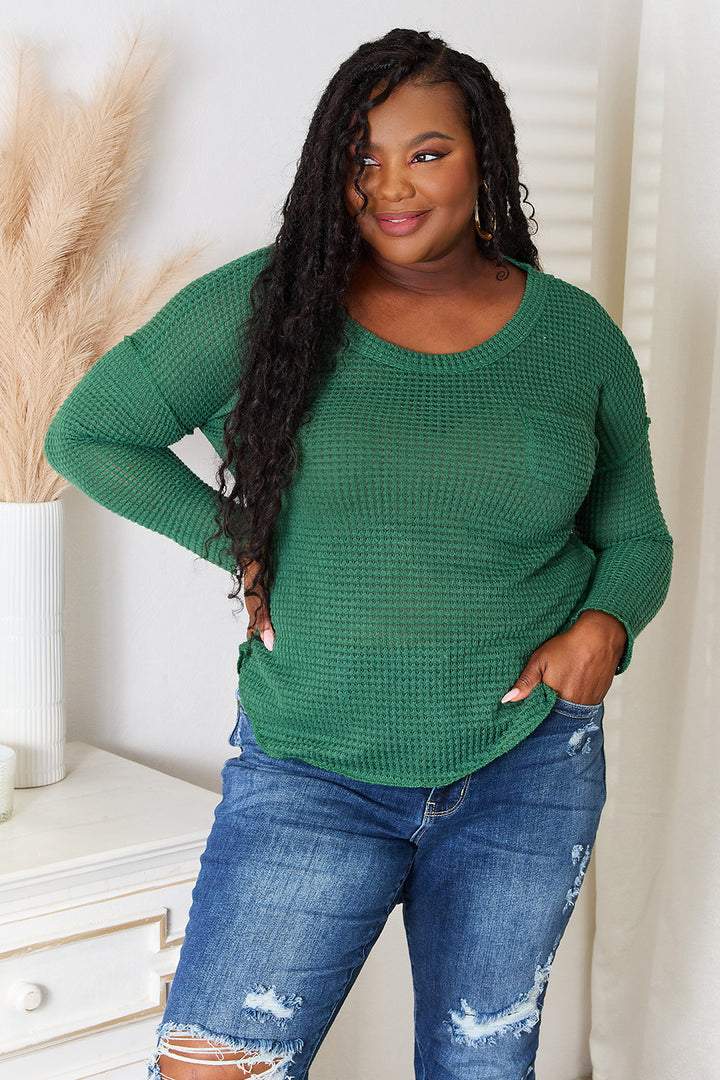 Culture Code Full Size Scoop Neck Patch Pocket Top 
