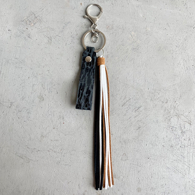 Genuine Leather Tassel Keychain 