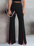 Front Slit Flare Leg Pants 