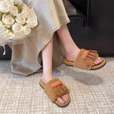 Tassel Open Toe Slippers 