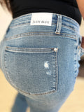 Judy Blue Full Size Mid Rise Destroyed Hem Distressed Jeans 