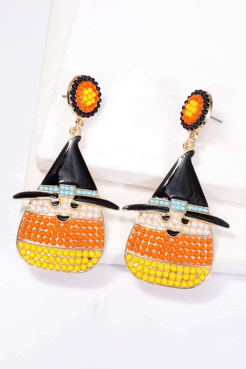 Witch's Hat Shape Synthetic Pearl Dangle Earrings 