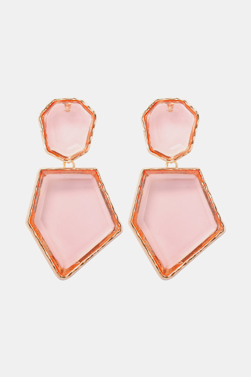 Geometrical Shape Zinc Alloy Frame Resin Dangle Earrings 
