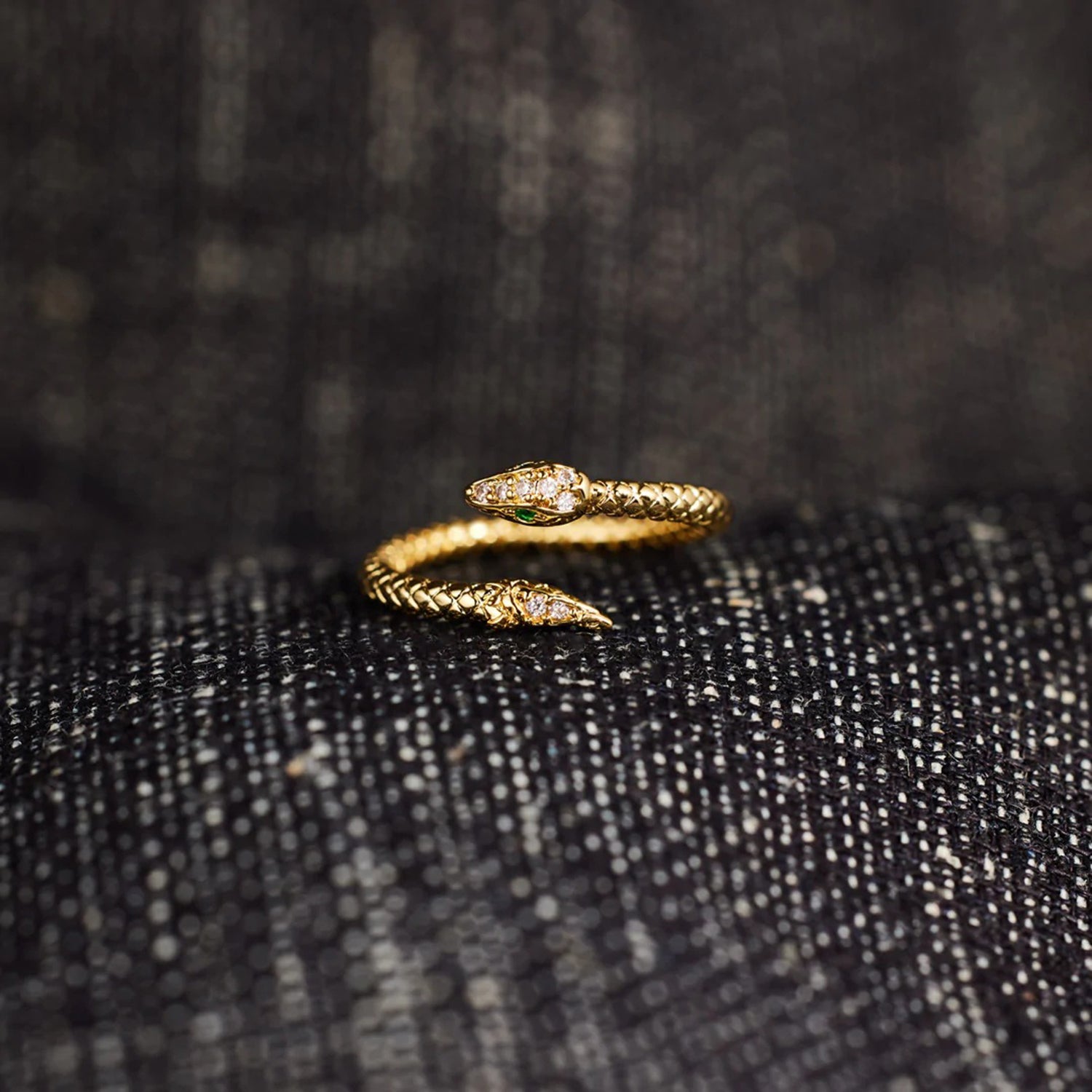 Snake Shape 18K Gold-Plated Bypass Ring 