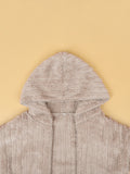 Plus Size Open Front Long Sleeve Hooded Fuzzy Jacket 