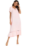 Lace Detail Short Sleeve Lounge Dress 