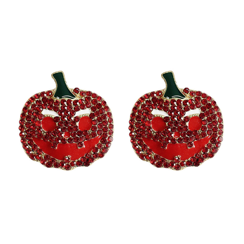 Demon Pumpkin Rhinestone Alloy Earrings 