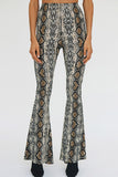 Snakeskin Print Flare Pants 