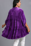 Umgee Full Size Button Down Tiered Back High Low Shirt 