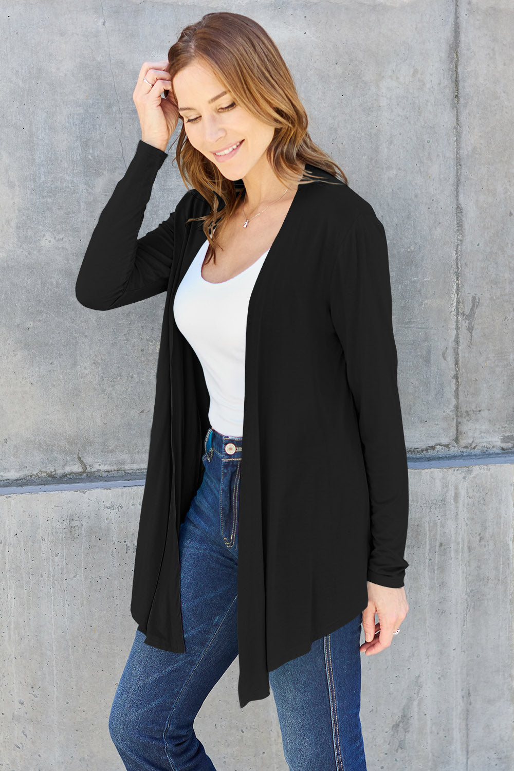 Basic Bae Full Size Open Front Long Sleeve Cardigan 