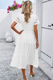 Devine Smocked Round Neck Short Sleeve Midi Dress 