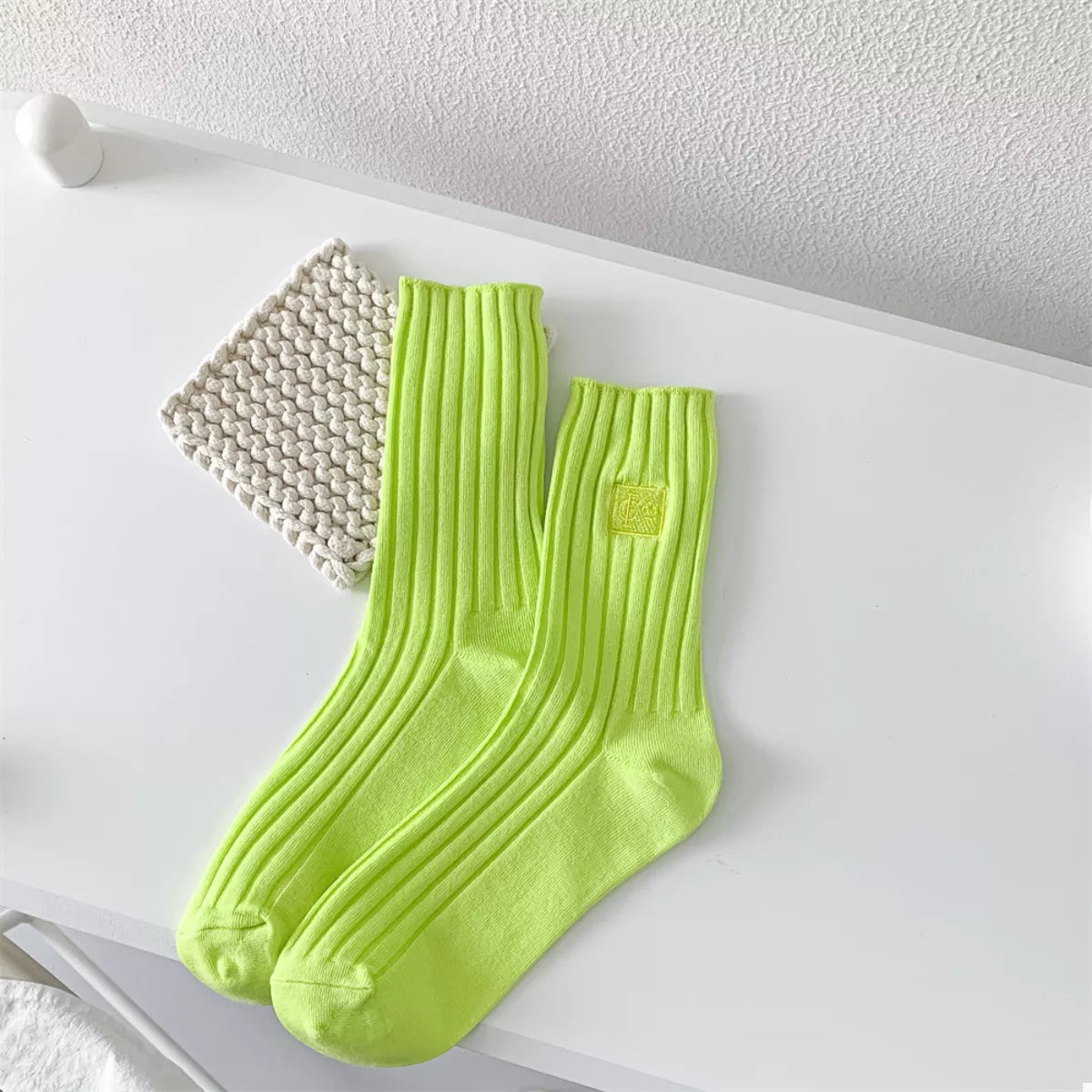 Breathable Ribbed Knit Crew Socks Lingerie & Nightwear