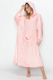 Double Take Full Size Pocketed Hooded Midi Lounge Dress 