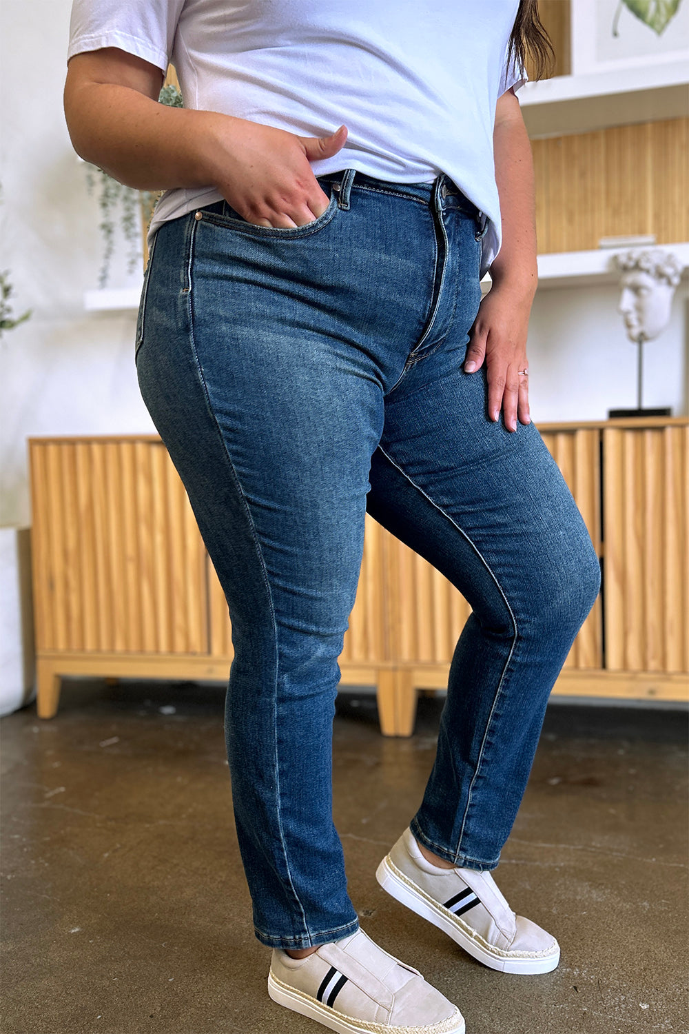 Judy Blue Full Size Tummy Control High Waist Slim Jeans 